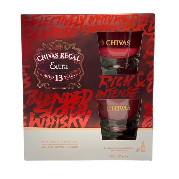 Chivas Extra 13YO Sherry Cask 700mL + 2 Glasses 700mL