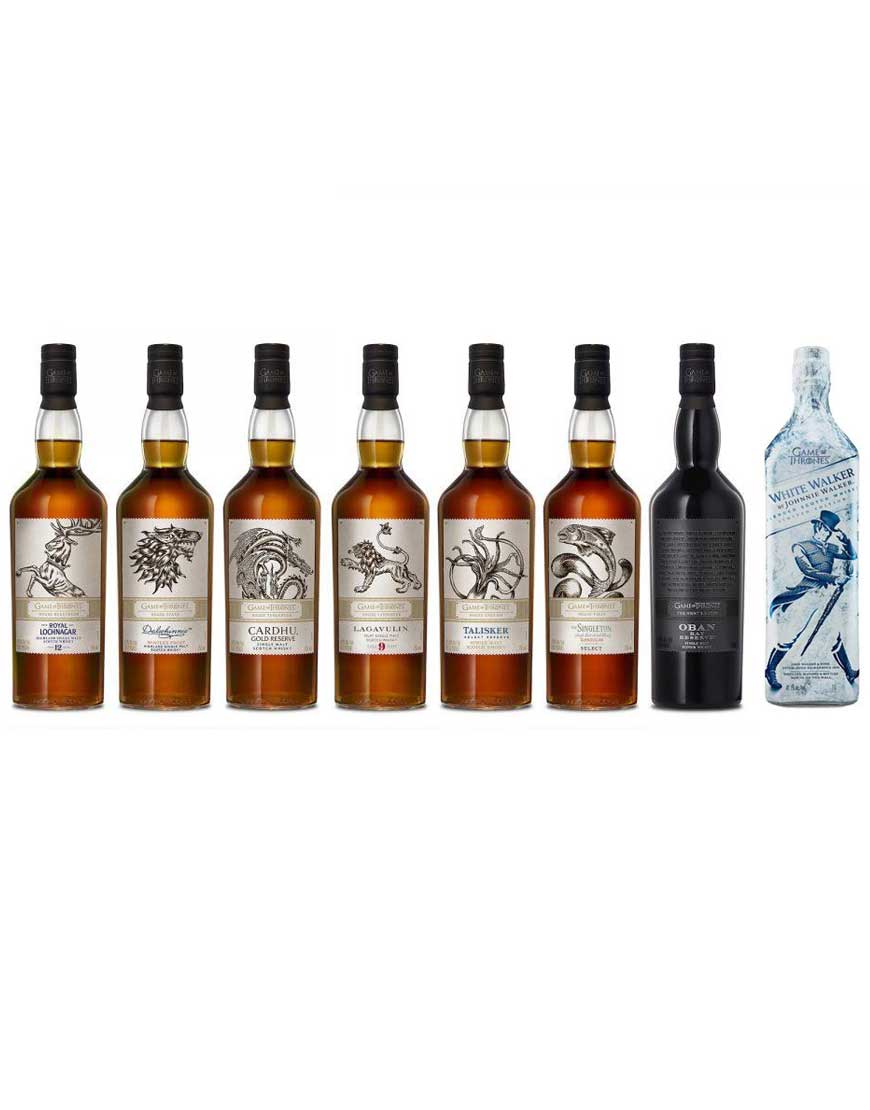 Game Of Thrones Single Malts Bundle Of 7 Whiskies Plus White Walker