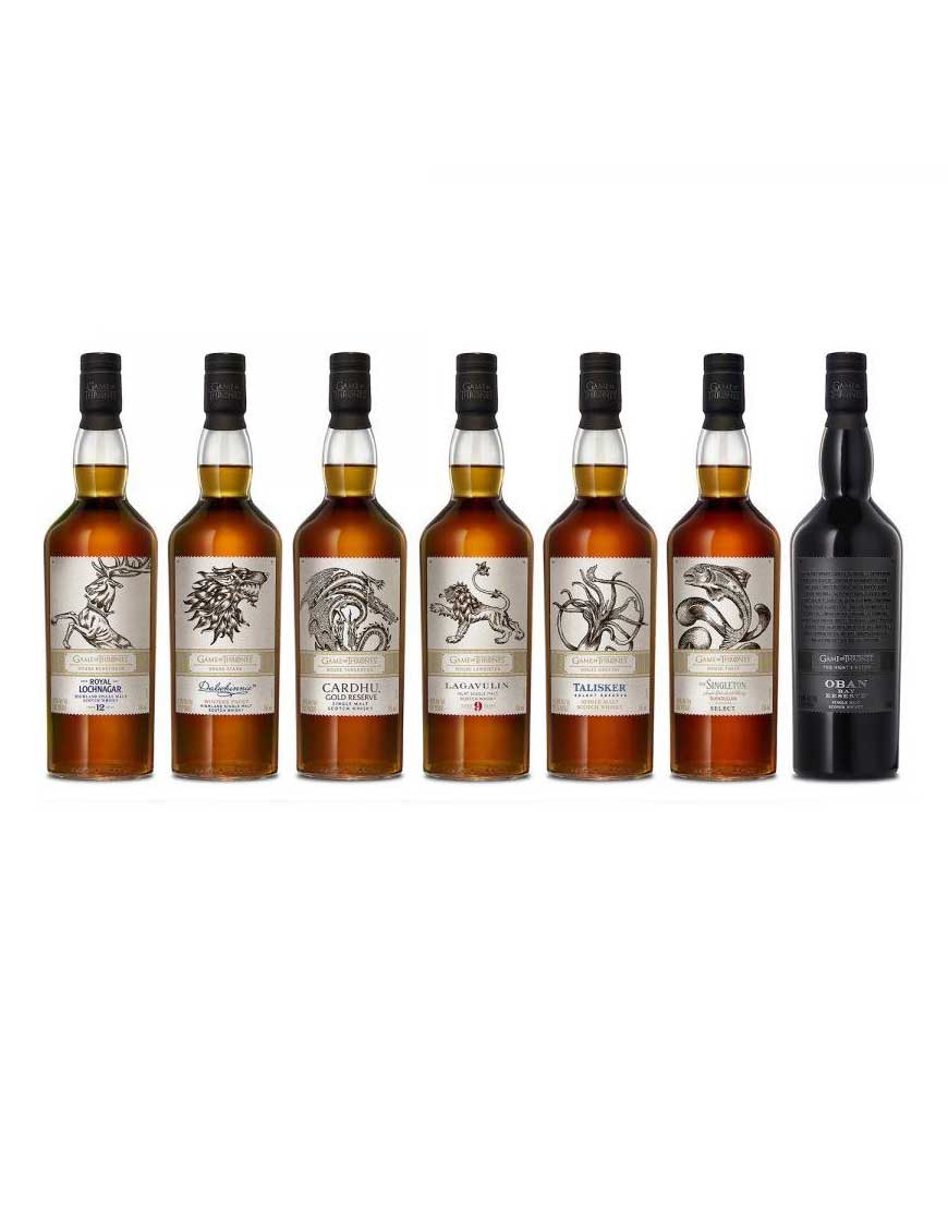 Game Of Thrones Single Malts Bundle Of 7 Whiskies With Bonus Original Game Of Thrones Board