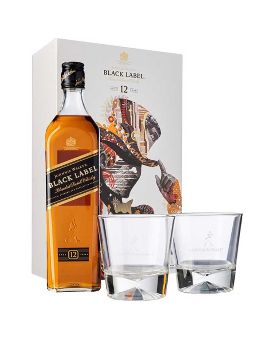 Johnnie Walker Black Gift Pack 700mL With 2 Whisky Glasses
