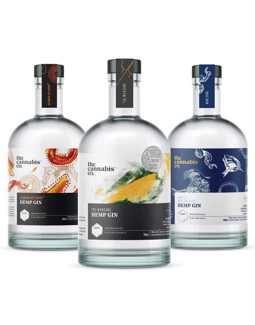 Set Of 3 Hemp Gin's Jilungin Dreaming + Myrcene Hemp + High Seas Navy Strength 700mL Ea