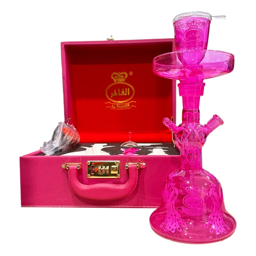 Al Fakher Pink Glass Hookah Shisha Complete Set and Travel Case