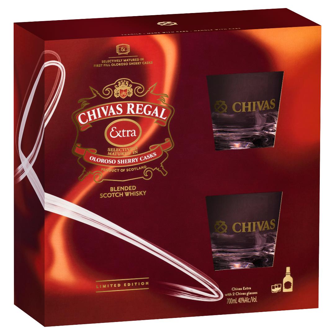 Chivas Regal Extra Scotch Whisky Ltd Edition Gift Pack With 2 Glasses 700mL