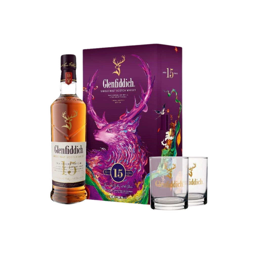 Glenfiddich 15 Year Old Limited Edition Giftset With Glasses 700mL