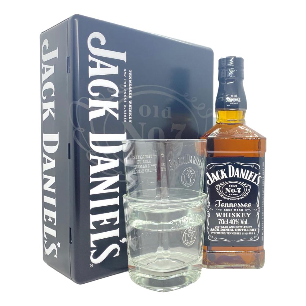 Jack Daniel's Old No. 7 Tennessee Whiskey and 2 Glasses Gift Tin