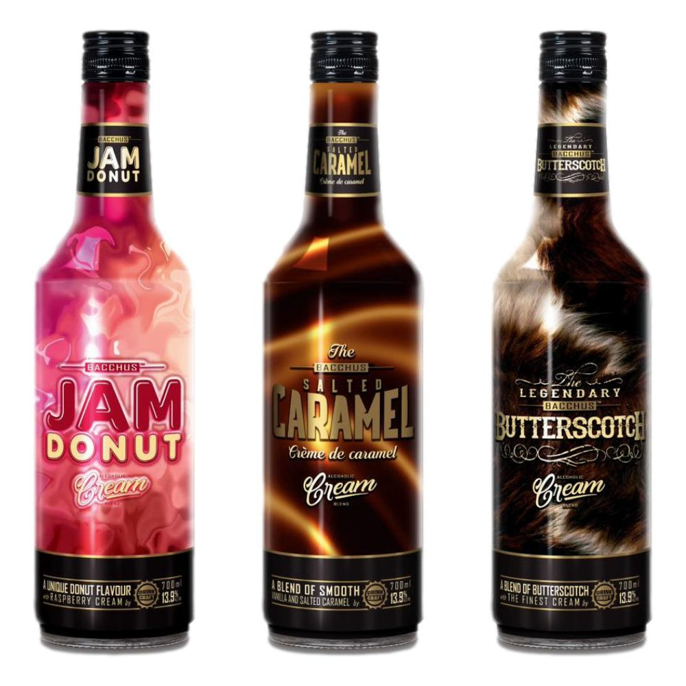 Bacchus Jam Donut and Salted Caramel and Butterscotch Cream (3X700mL)