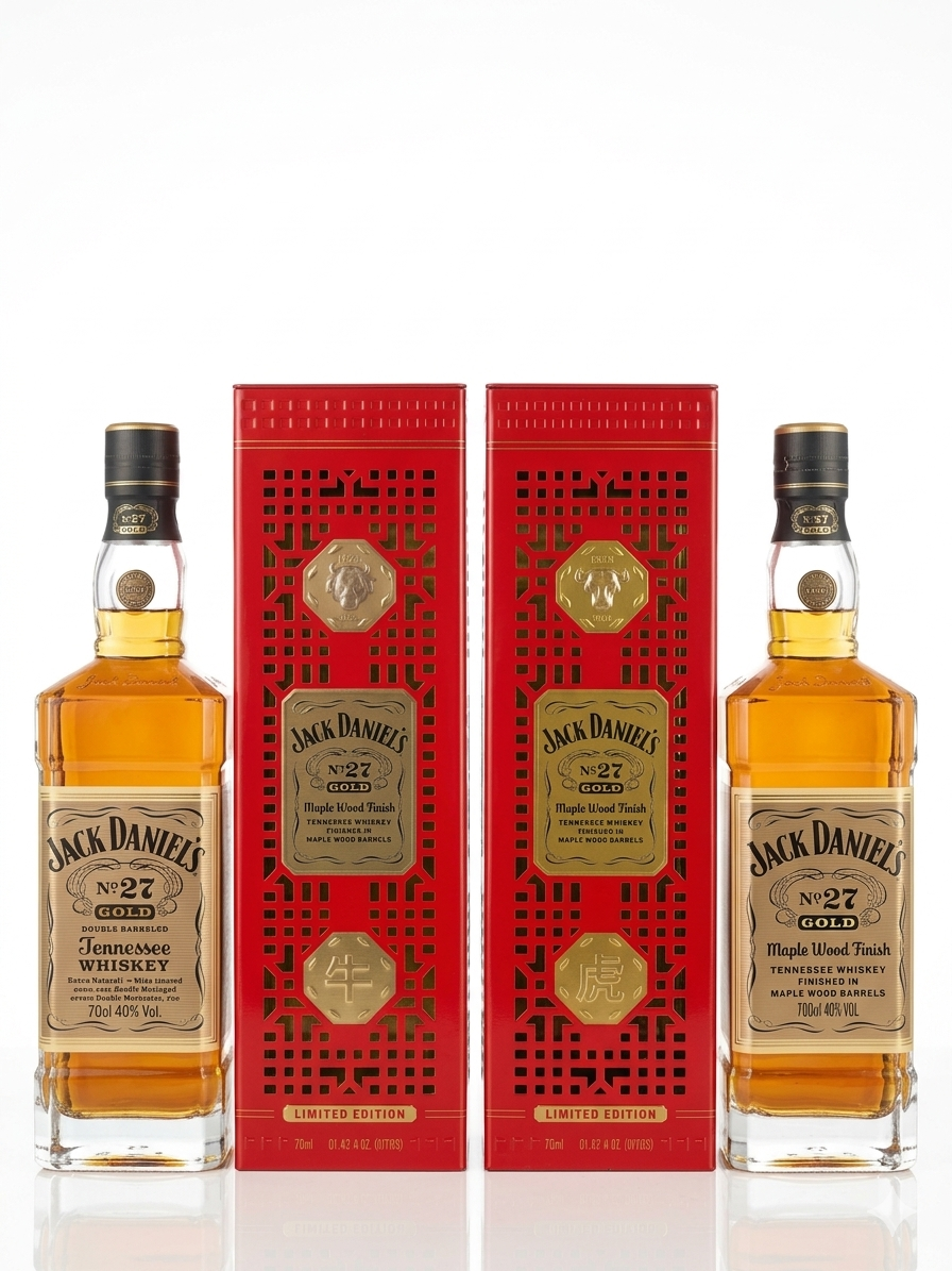 Jack Daniel's No.27 Gold Maple Wood Finish LNY Bundle 2 X 700mL (Ox & Tiger)