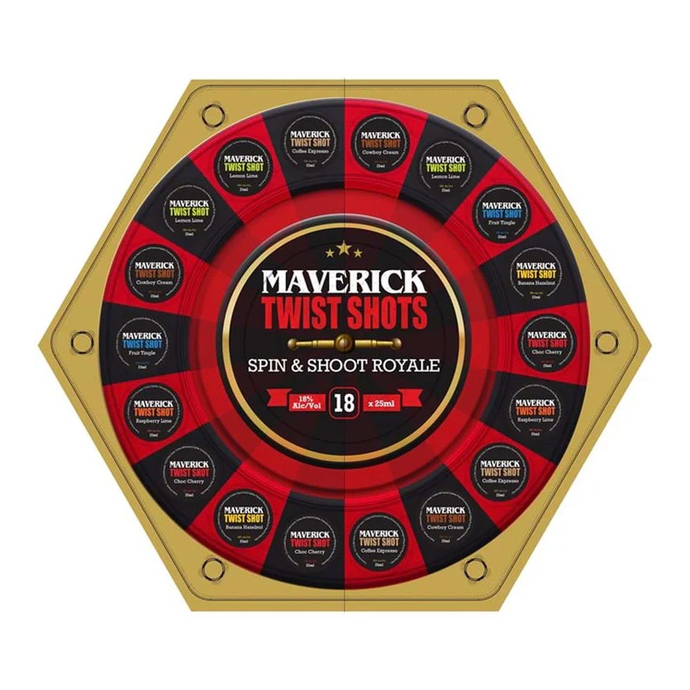 Maverick Twist Shots Spin & Shoot Roulette Liqueur 18 x 25mL Shots