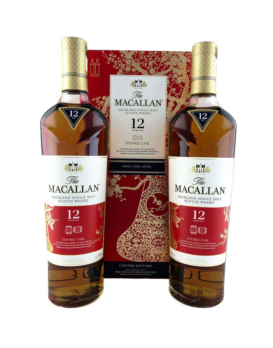 The Macallan 12 Year Old Double Cask Limited Edition Year Of Pig 2019 700ml Twin Pack 40 Abv My Liquor Online