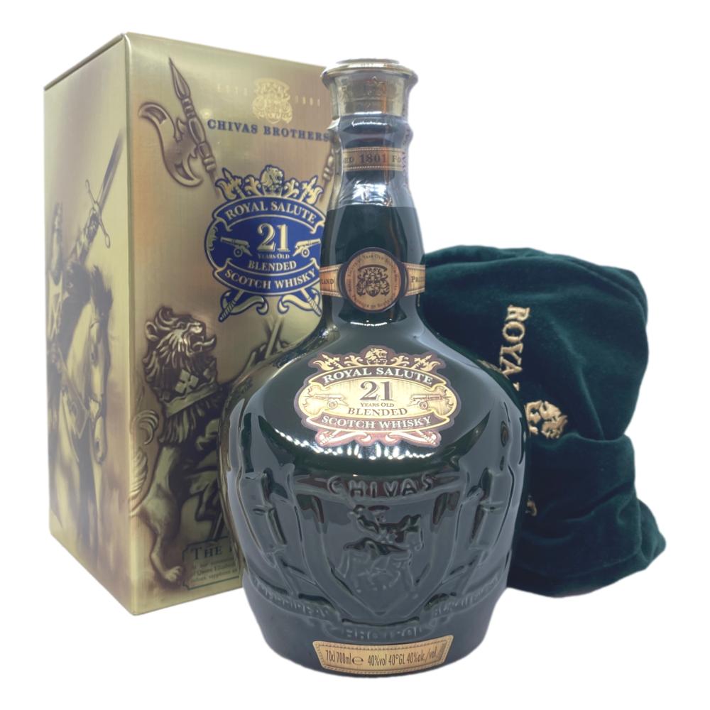 Chivas Royal Salute 21yr Scotch Whisky Empty Quart Bottle Blue Great  Condition